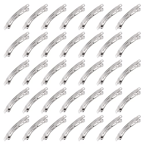 100 Piezas Pinzas para el Cabello French Barrette Set variado 2.36 pulgadas Metal Plateado Mardatt Modelo M574 miniatura 1