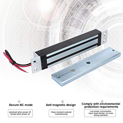 Serrure magnétique électrique DC12V 280 kg / 600Lbs, serrure électromagnétique à porte unique à Force de maintien, Mode NC, pour système de contrôle d'accès de porte