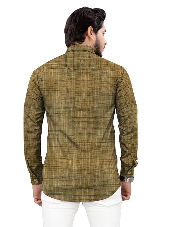 Image of Men's Pure Khadi Cotton Full Sleeves Striped Casaul Shirt