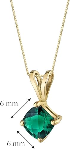 Miniatura 5 de Peora Colgante de esmeralda creada en oro amarillo de 14 quilates solitario clásico corte cojín 0236in Metal esmeralda
