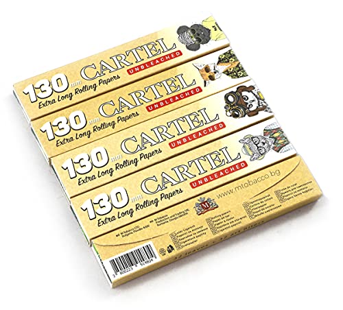 Cartel Supersize Extra Long 130mm Papel de fumar sin blanquear + consejos de filtro - 5 folletos