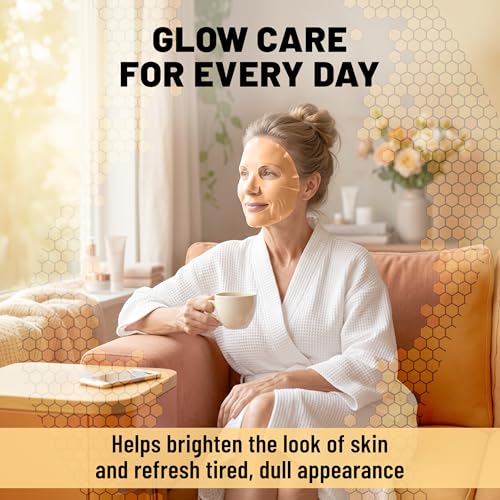 Image of TOLEVITA Turmeric & Vitamin C Bio-Collagen Face Mask for Brightening & Radiance - 6 Pack, Overnight Hydrogel Mask for All Skin Types (Yellow)