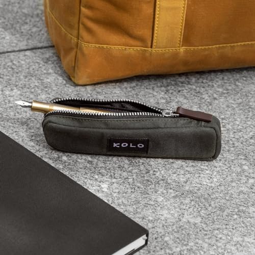 Image of Kolo Parker Mini Pen, Pencil and Marker Case, Compact and Lightweight, Waxed Canvas, Ochre