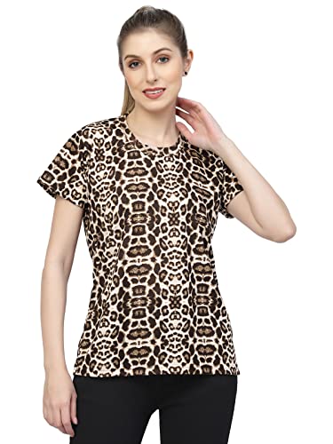 Image of UZARUS Women's Regular Fit Printed Half Sleeves Round Neck Gym Sports T-Shirt