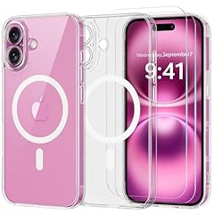 Yohii 3 in 1 Magnetica Cover per iPhone 16 con 2 Pezzi Vetro Temperato [Protezione Fotocamera] Compatibile con MagSafe, Custodia Antiurto di Livello Militare, Trasparente