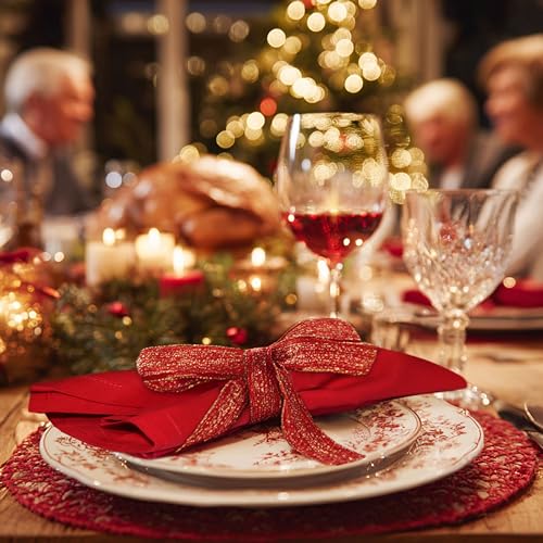 Servilletas de tela para regalo navideño y decoración de mesas de celebración 5