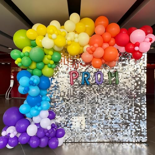 Image of Colorful Balloons 12 inch, Latex 50pcs Party Balloons | Red Dark Purple Orange Yellow Lime Green Light Blue Pink Balloons, Colorful Baby Shower, Birthday Party Decorations