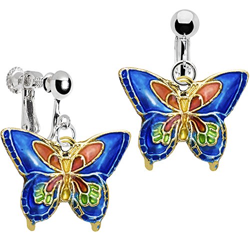 Handcrafted Blue Butterfly Clip Earrings
