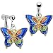Body Candy Handcrafted Silver Plated Blue Butterfly Clip On Dangle Earrings