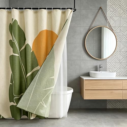 TIVNICO Tropical Leaves Linen Blend Set