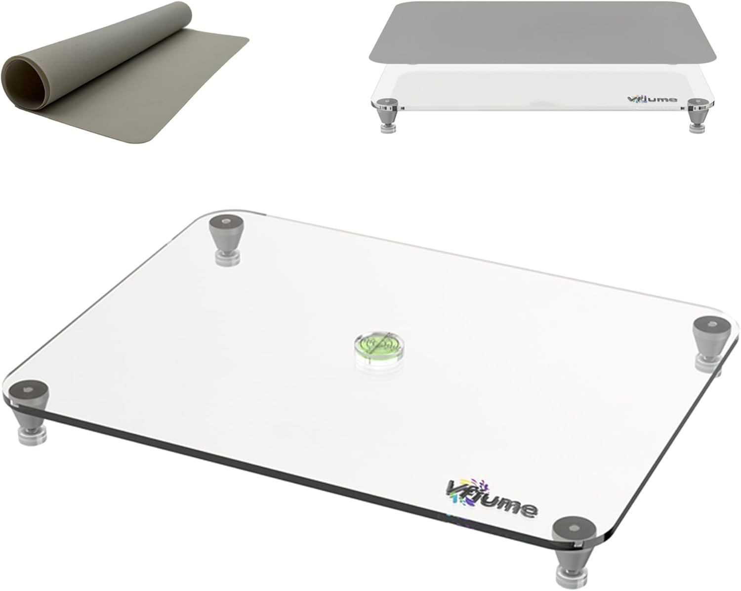 VFIUME Upgraded Resin Platform Board, 16x12 in.Built-in Level， Adjustable Silicone Feet, Self-Leveling for Art and 3D Printing