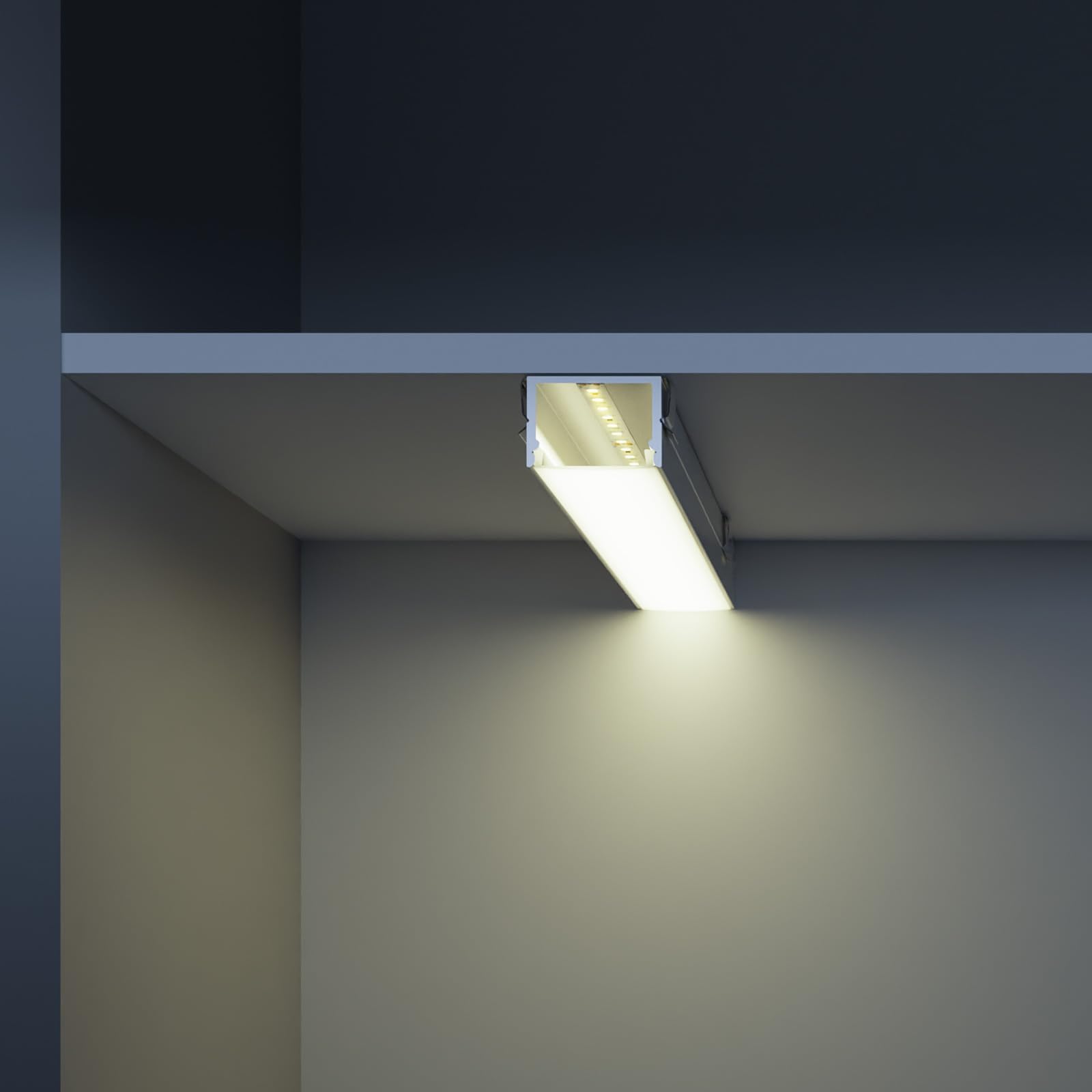 Profilo in Alluminio per Strisce LED, 20 Canali LED a U da 2 Metri Ciascuno (Totale 40 Metri), con Copertura Diffusore Opalina e Accessori di Montaggio Inclusi