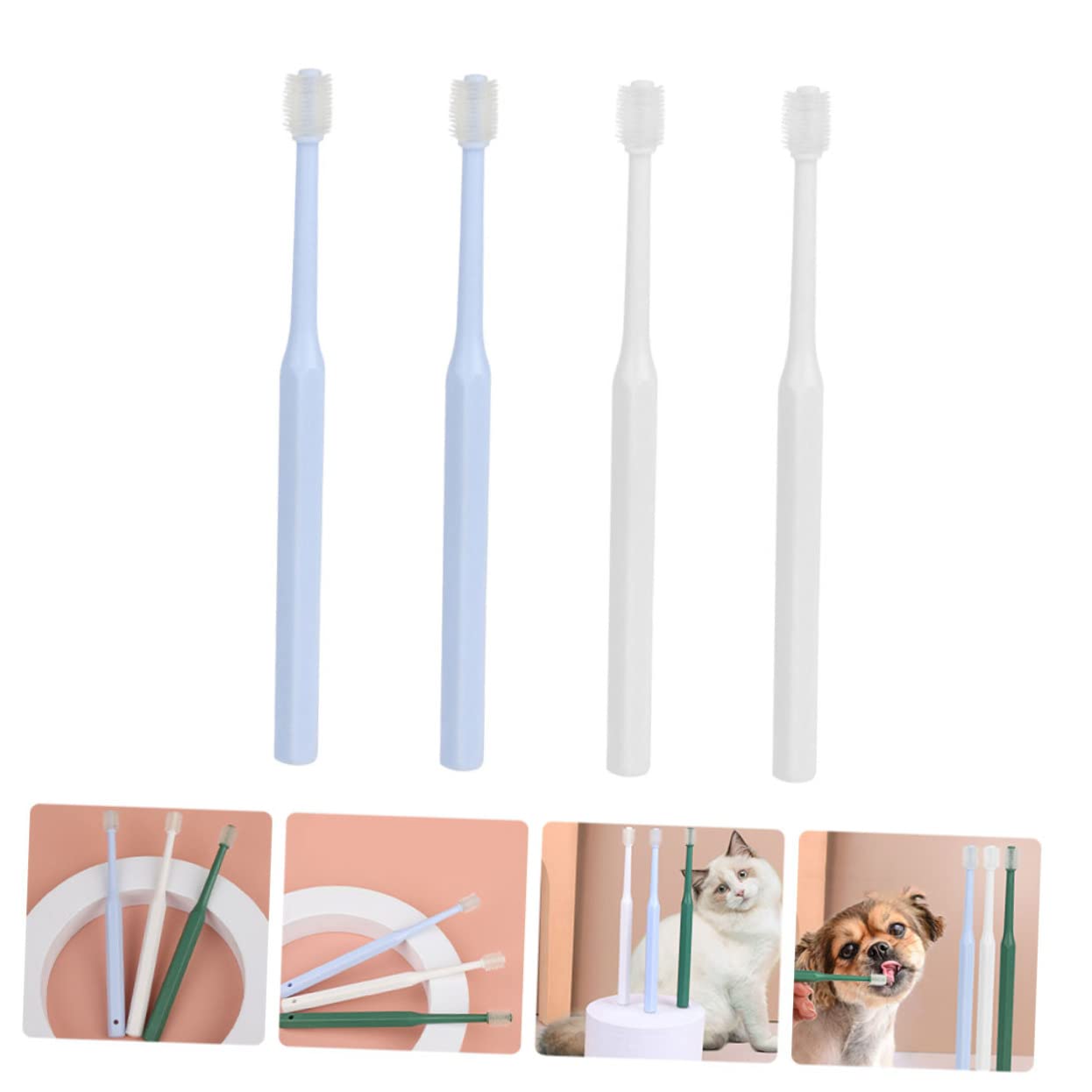 FOMIYES Lot De 3 Brosses À Dents Ergonomiques Pour Chiens Et Chats Accessoires Portables Pour Animaux De Compagnie Brosse De Nettoyage Buccal 4 Pièces X 3