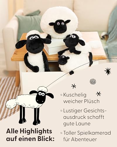NICI Kuscheltier Shaun das Schaf 35cm weiß - Stofftier aus weichem Plüsch, niedliches Plüschtier zum Kuscheln und Spielen, für Kinder & Erwachsene - tolle Geschenkidee - 49185