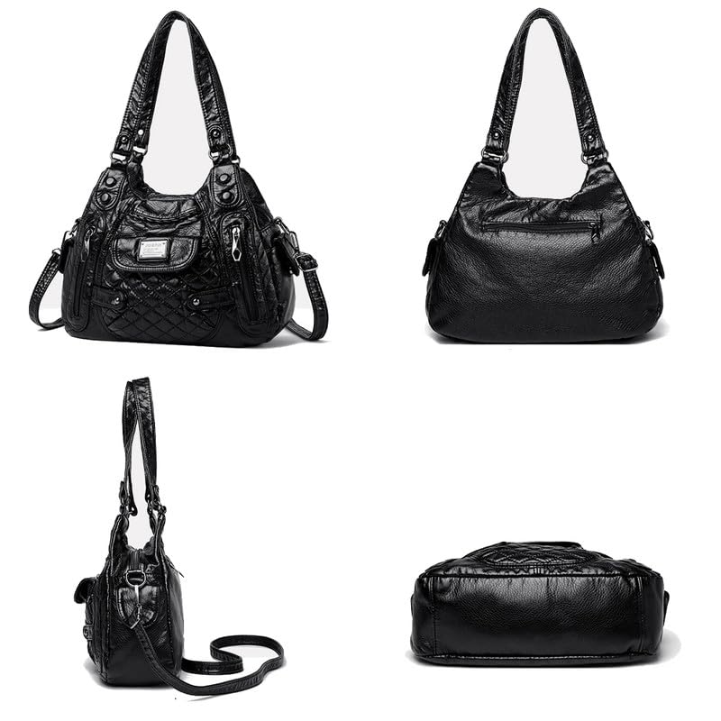Borsa Bauletto da Donna in Pelle Sintetica Hobo Borse a spalla piccolo Borsa a mano con tracolla Sacchetto Donne Borse Manici Borsetta Nero