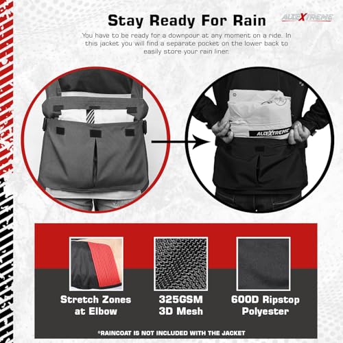 Image of Allextreme RALLY Unisex Motorcycle Touring Riding Jacket Polyester & Mesh Fabric with Abrasion Resistance Impact Protection Back Elbow Shoulder CE Lvl 2 Certified Armour Chest for Bikers (L, O Green)