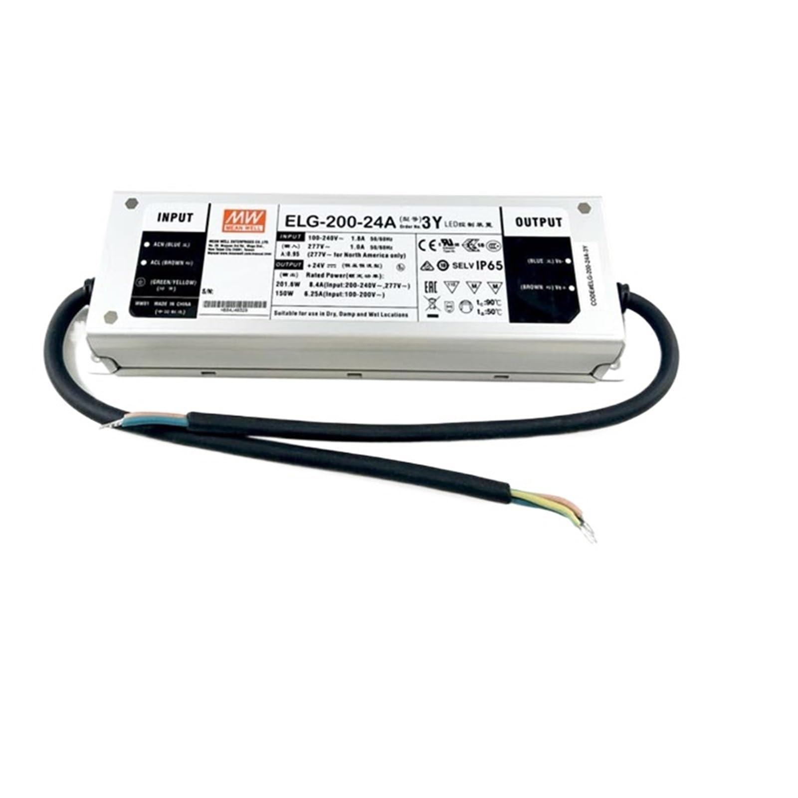 Fcarumiqp One Color Elg-200-24A-3Y 200W 8.4A 24V Adjustable Led Power Supply 110V/220V Ac To Dc Waterproof Meanwell Led Driver