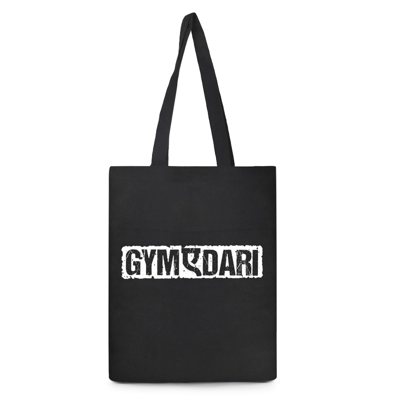 Gymdari Black Tote Bag with Logo Print-image-41