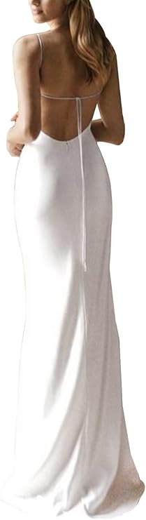 SHANDUAO Simple Mermaid Wedding Dresses for Bride 2025 Boho Beach Satin Sleeveless Bridal Gown with Train