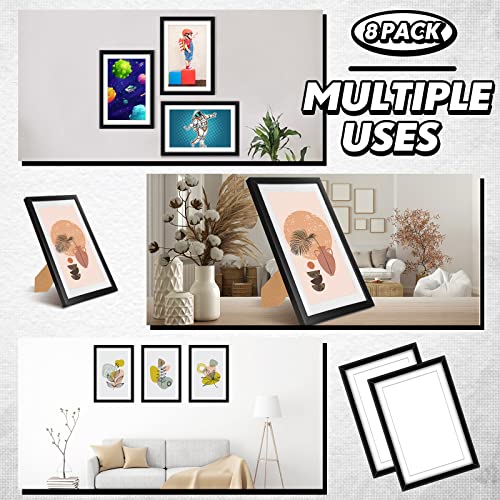 Image of Geetery 8 Pack Comic Book Frame UV Protection Magazine Picture Display Wall Mount Book Fit Current up to 6 3 /4 inch x 10 1 /4 inch Wall or Tabletop Display with Spring Clip Installed Hanger(Black (white Mat))