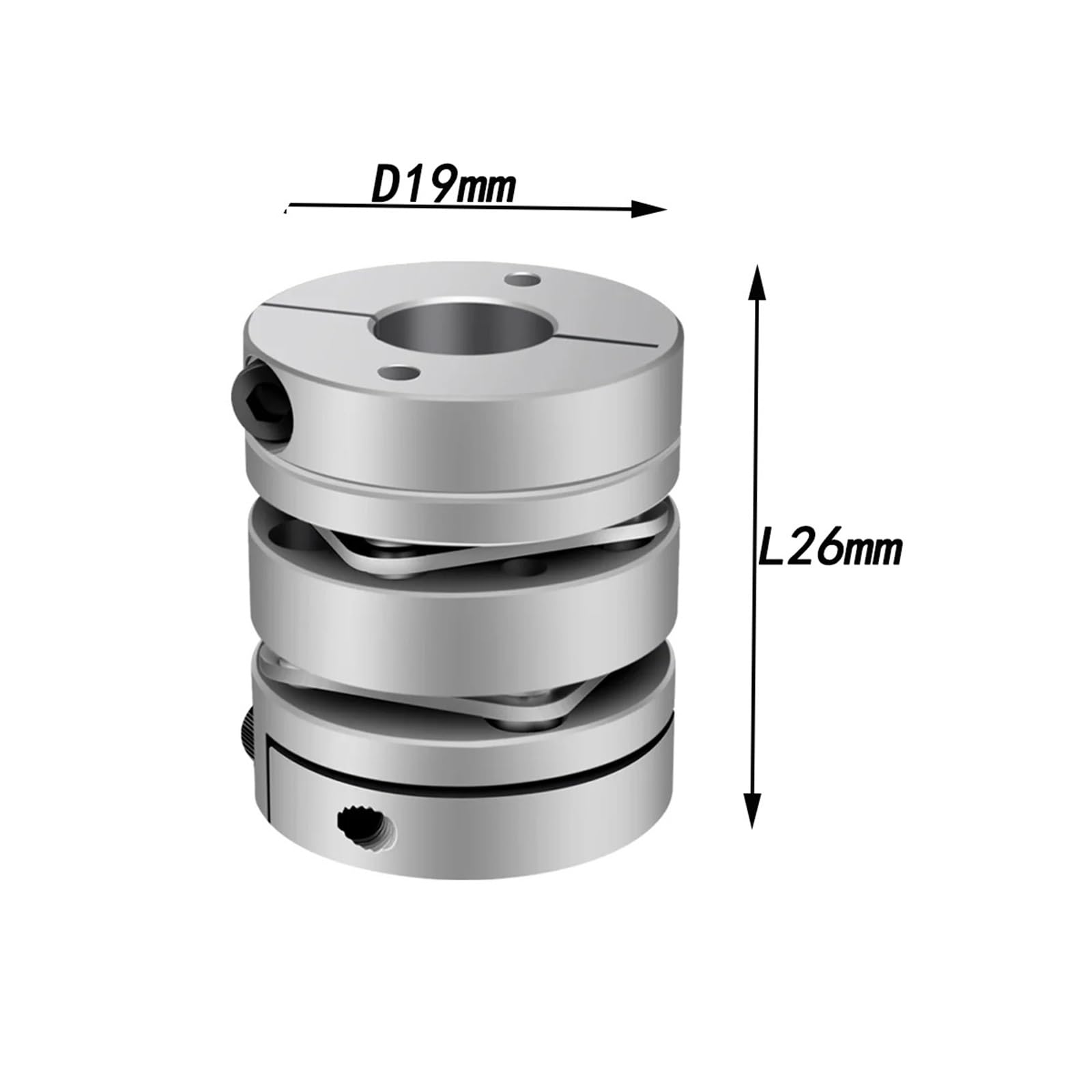 Accouplement élastique à double diaphragme en alliage d'aluminium, connecteur D19 mm L26 mm, vis à billes, servomoteur pas à pas, 1 pièce(6x6)