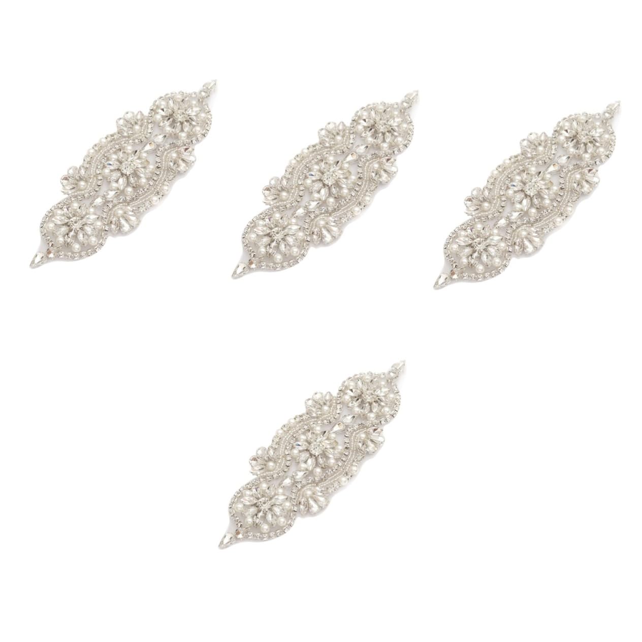 VILLCASE 4stücke Rhinestone Perlen Applikation Für Hochzeitskleid Glänzende Strass Patches Für Dekoration Für Brautgürtel Und Accessoires Elegantes Design Für Kreative Projekte
