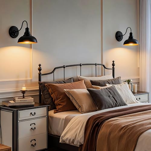 Lightess Dimmable Wall Sconces with Switch, Industrial Gooseneck Wall Light with Dimmer, Black Wall Mounted Bedside Lamps Set of Two by Lightess - Image 3