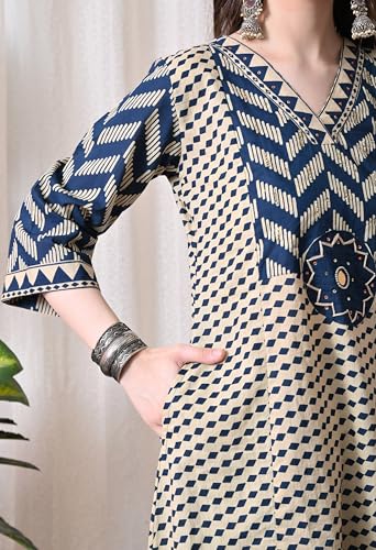 Image of MEERA FAB Women's Cotton Straight Kurta Set, Floral Print with Yoke, with Dupatta and Pants