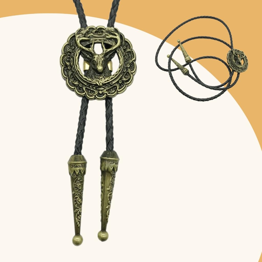 Cravatte da cowboy, Cravatta da cowboy unisex con testa di cervo vintage