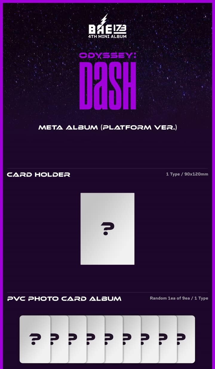 BAE173 ODYSSEY : DaSH 4th Mini Album Platform Version Card Holder+PVC Photocard Album+Photocard+Postcard+Tracking