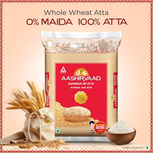 Image of Aashirvaad Superior MP Atta, 1kg, 100% Whole Wheat Flour, 0% Maida