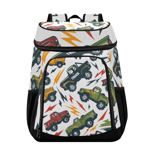Multicolor Trucks Bolts Cartoon Cooler Backpack Cooler Insulated Leak Proof Lunch Backpack 36 Cans Waterproof Soft for Men Women Picnic Hiking Camping Beach
