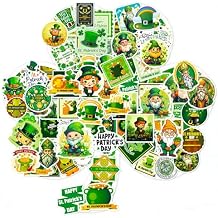 50PCS St. Patricks Day Stickers, St Patricks Day Decorations St Patricks Day Gifts Decorations Green Shamrock Bulk Stickers for Scrapbooking Water Bottle Party Supplies Party Favors for Adults