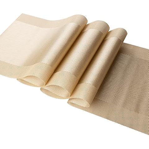 Vagasi Tischläufer Gold Glitzer schmal 190 x 30 cm breit schneibar Tischband Gold modern Cover