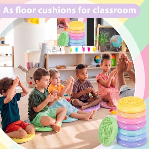 Image of Amylove 8 Pcs Wiggle Seat Inflated Wobble Cushion for Sensory Kid 13 Inch Balance Disc Kids Flexible Seating Exercise Sensory Pad Chair Cushion for Classroom Office School(Elegant)
