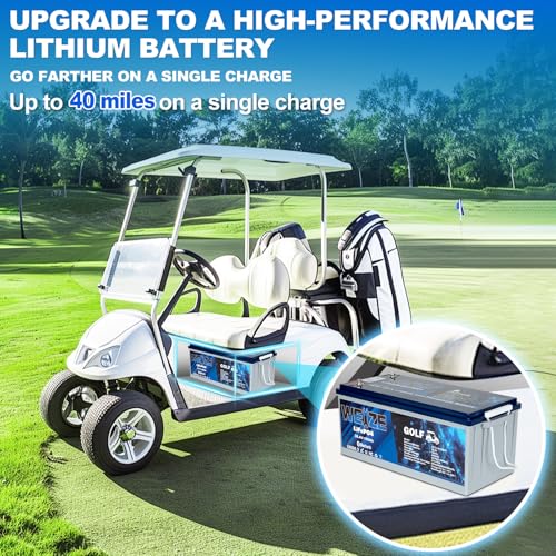 Image of WEIZE 36V(38.4V) 105AH Golf Cart Bluetooth LiFePO4 Battery (Replace 6x6V GC2) with 25A Lithium Batteries Charger, LCD Display, Grade A Cells, 200A BMS, Low-Temp Protection for Golf Carts, FCC listed
