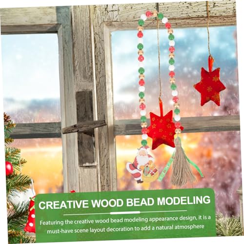 Cuentas navideñas con carrusel de madera y borla elegante para fiestas juego de 5 7