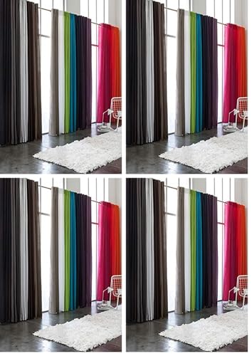 TODAY 257348 Rideau à Oeillets Polyester Zinc/Gris 140 x 260 cm (Lot de 4)