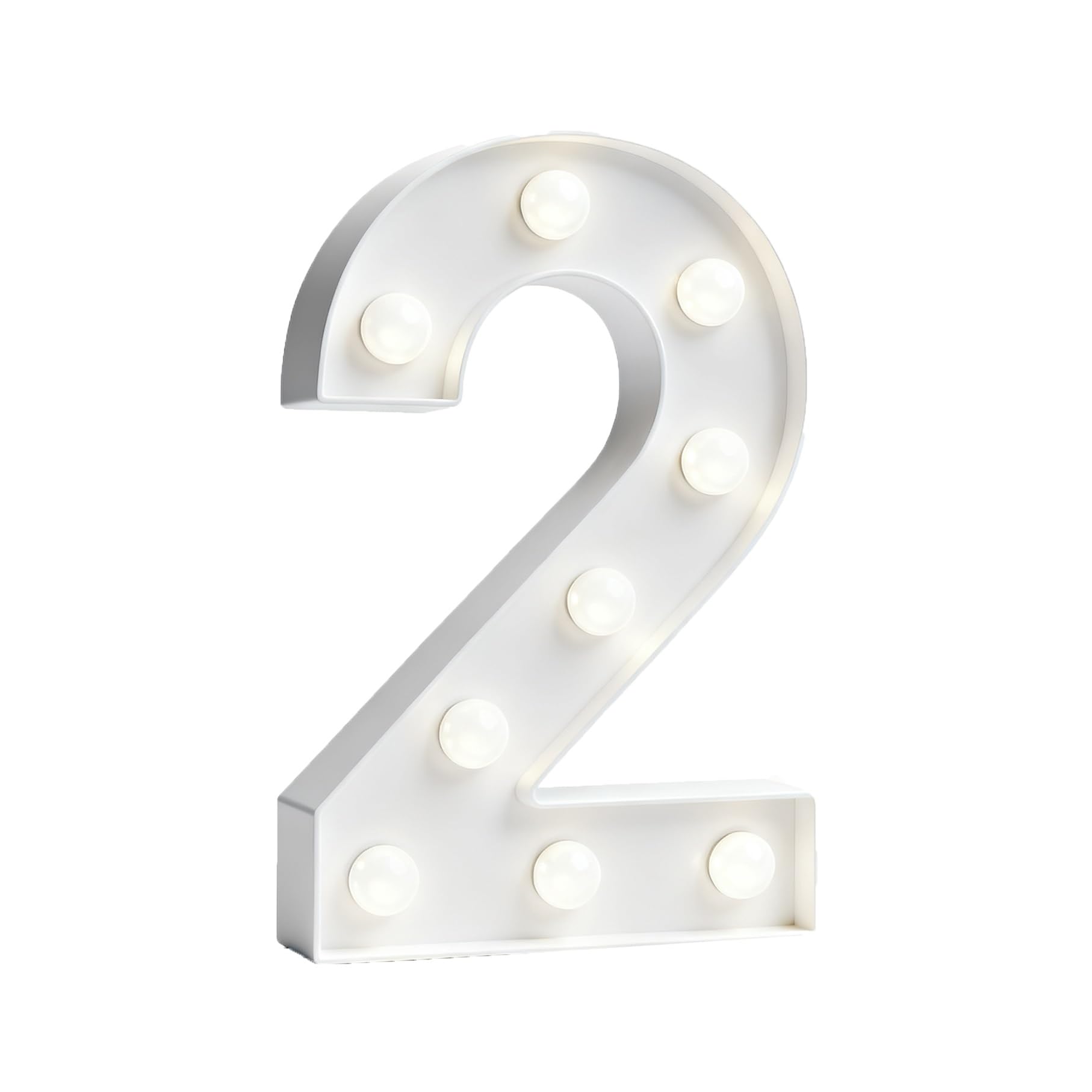 White 4FT Marquee Light Up Number Lights, 0-9 For Birthday Party Large Mosaic Frame Cardboard Pre-Cut Foam Board Sign Diy Decorations Anniversary(Number 2,120cm/4ft)