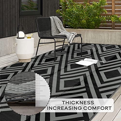 Ashler Outdoor Plastic Straw Rug Waterproof for Patio, Clearance Reversible Camping Mats, 5x8 Large Outdoor Area Rugs with Carrying Bag, for RV, Picnic, Backyard, Indoor, Dark Grey - Image 5