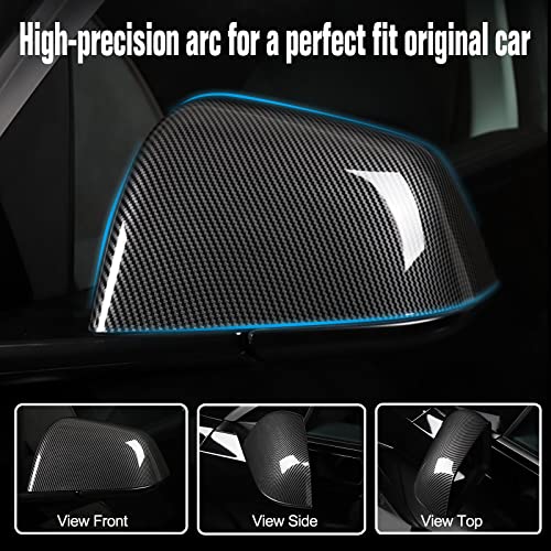 Model Y Side Mirror Cover, Mirror Cap 2 PCS Gloss Carbon Fiber Rearview Mirror Cover for Model Y (2021-2024) - Image 3