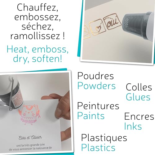 Aladine - Embosseur Électrique - Heatgun Papeterie, Scrapbooking et Carterie Créative - Pistolet Embosseur Thermique à Chaud 350°, Noir – vue 3