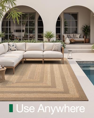 Image of Handmade Rectangular Jute Carpet Beige - Natural Fiber Rug for Living Room & Bedroom | Eco-Friendly & Durable | Size 4x6 Feet, Color- Beige