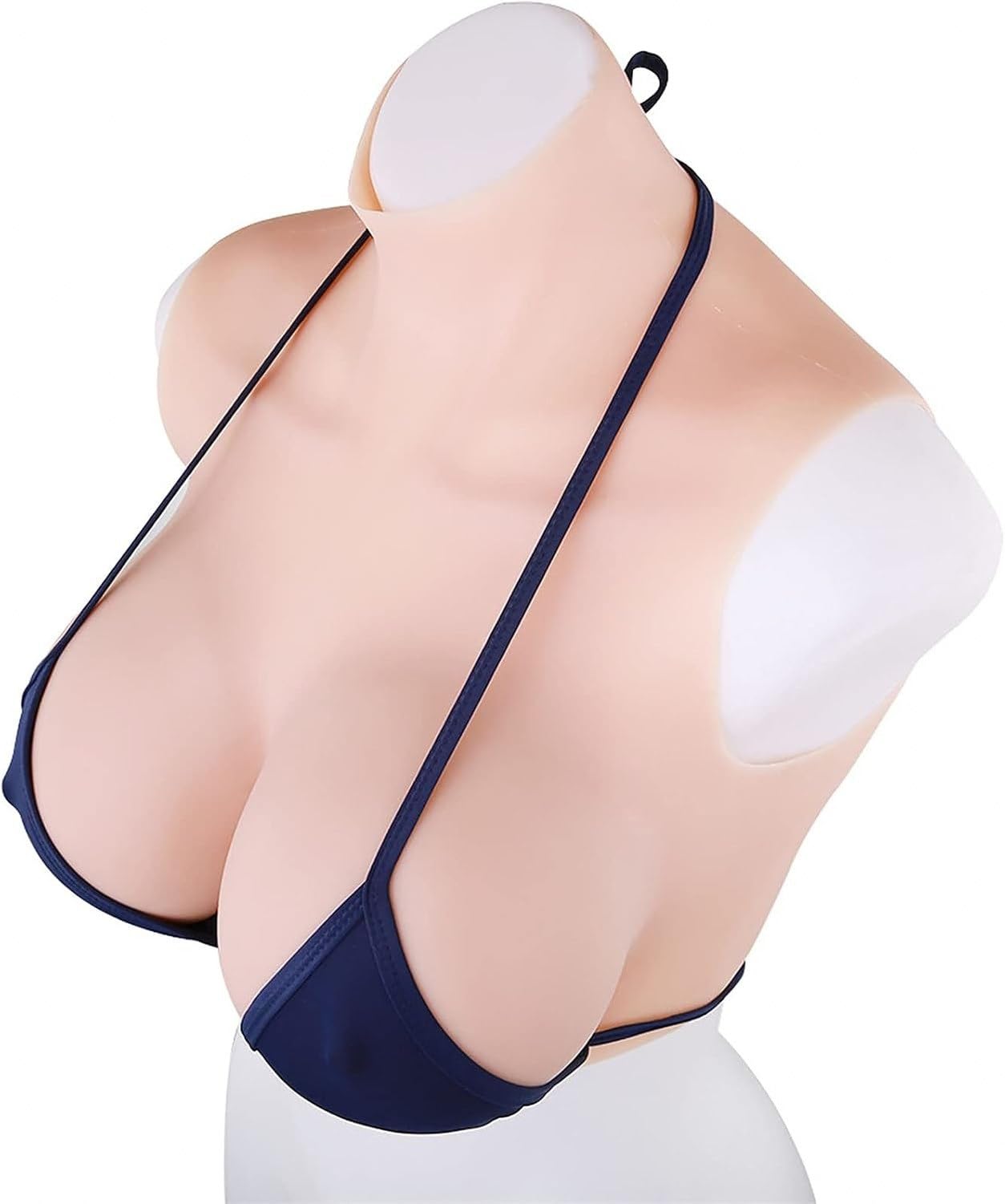 Plaque pectorale en Silicone Buste B-G Coupe Ronde col Rond Fausse Poitrine Gel Liquide pour Mastectomie Drag Queen travesti Cosplay Taille D, D Cup, D Cup