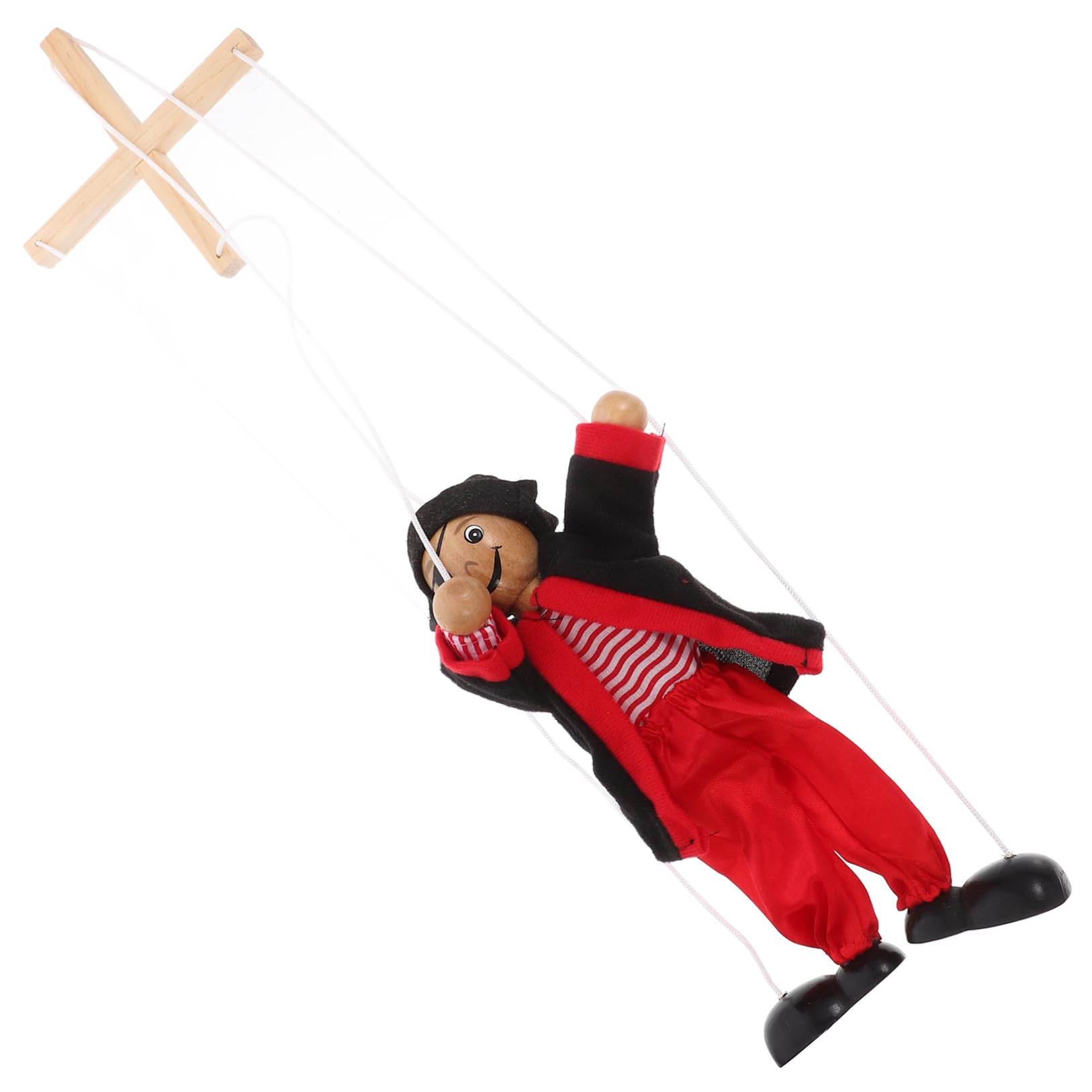 VICASKY Marionnette à Fils Pirate en Bois Noire pour Garçon Et Filles, Marionnette Ventriloque De Théâtre, Jouet Interactif Éducatif pour Spectacle Et Décoration
