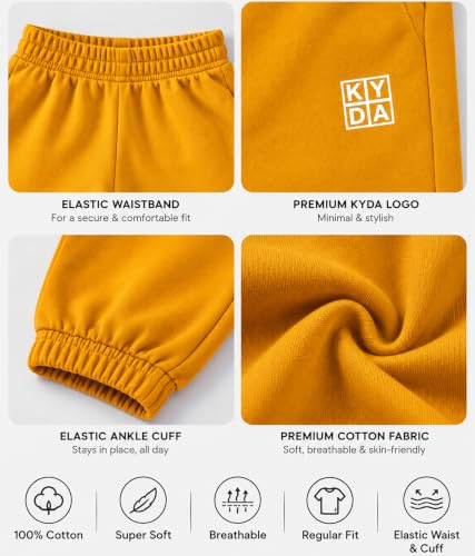 Image of KYDA Kids Boys Premium 100% Cotton Regular Fit Track Pants Soft Breathable Elastic Waist Casual Joggers Kids Playwear Everyday Comfort Wear-Pack of 2