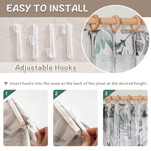 Image of MYSKY HOME Floral Curtains 90 Inch Length Light Filtering Two Pages Pinch Pleated Curtains for Living Room Flower Printed Privacy Protect Drapes Set 2 Panels,Brown and Natural