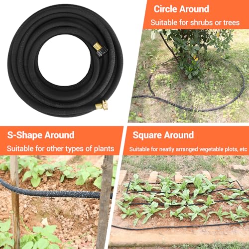 MAMIZO Soaker Hose Kit 50 ft 1/2\", Solid Brass Connectors Rubber Longer Lasting, Heavy Duty Drip Hose to Save 70% Water, Soaker Hose for Garden, Lawn and Yard - Thumbnail 5