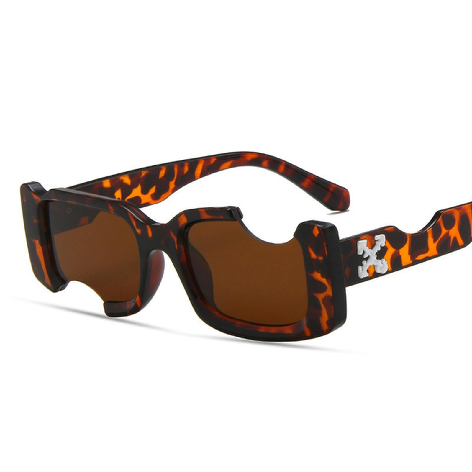 NOGRAX Okulary hip-hopowe kwadratowe okulary przeciwsłoneczne kobiety mężczyźni z wycięciem otwór design białe okulary przeciwsłoneczne niebieskie okulary vintage