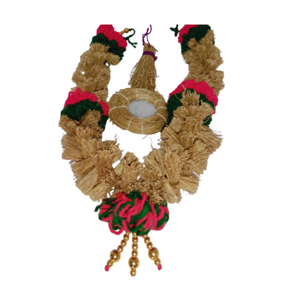 NAGARI Vetiver malai Made by Pure vetiver Root with Divinity Aroma | vetiver Garland|1 feet| vetiver car Hanging| vetiver Bathing Scrubber(Pink& Green)-image-47